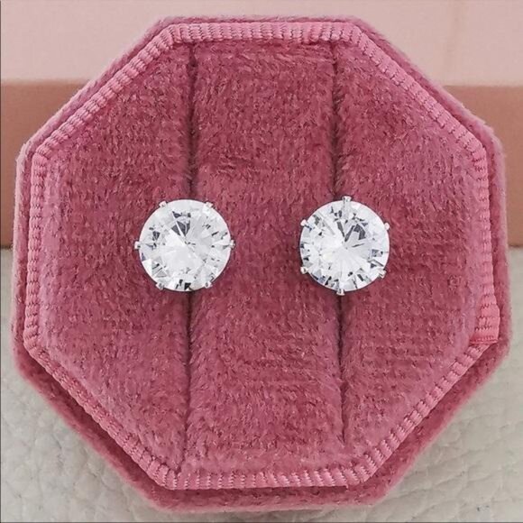 2.5 CT 925 STERLING SILVER DIAMOND STUD EARRINGS, NICE EARRINGS, CUTE EARRINGS - Picture 3 of 5